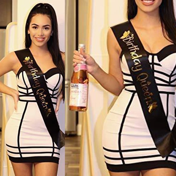 Black Satin Birthday Queen Sash - Picture 1 of 1